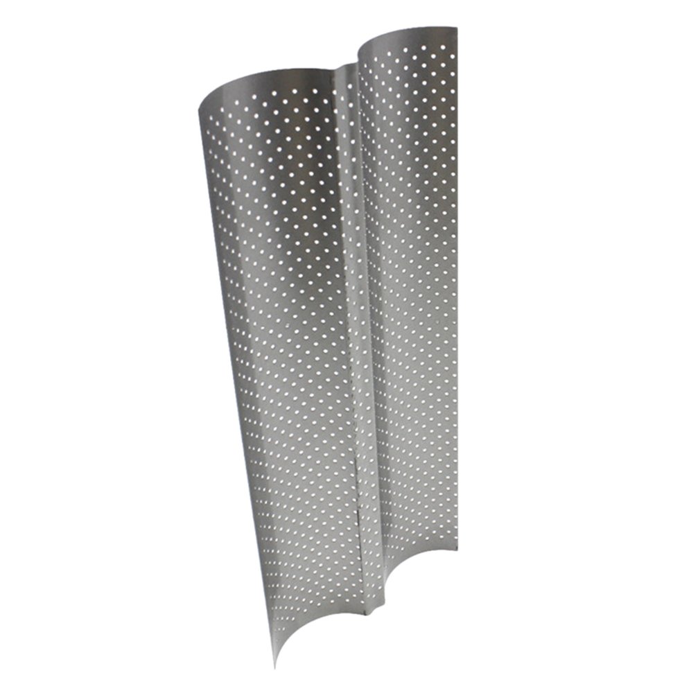 2 Grooves Wave French Bread Baking Tray Carbon Steel Mold Non-stick Perforated Baking Tool For Baguette Bake Pan