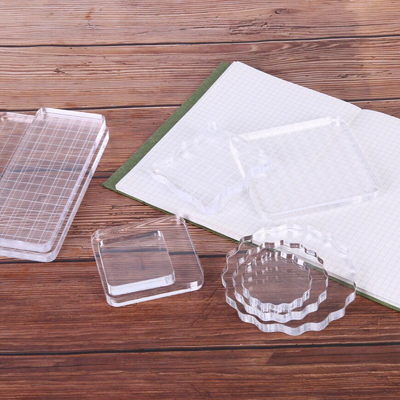 Acrylic Block Pad Clear Photo Album Decor Student Stickers Seal Stamp Block Handmade DIY Crafts Tools For Color Process