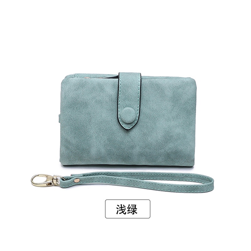 Portefeuille femme cuir portefeuille mat portefeuille court Cartera Mujer mignon Tri-pli multi-carte femme portefeuille: green