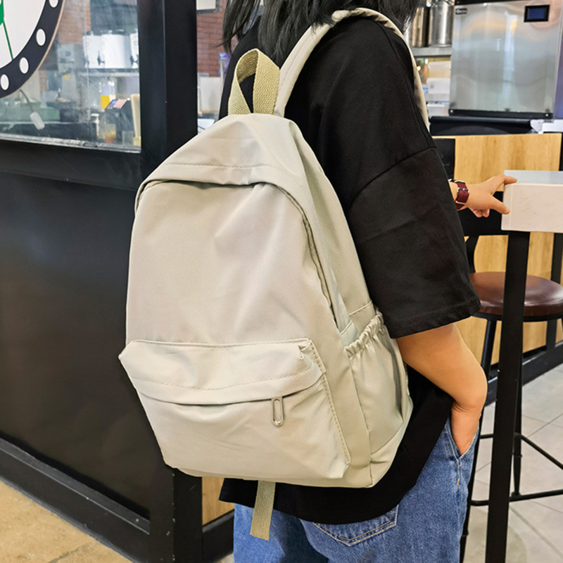 Dames Schooltas Waterdichte Grote Capaciteit Schoolrugzak Gladde Rits Effen Kleur Tieners Meisje Casual Dagrugtas Studentenvoorraad: Bruin