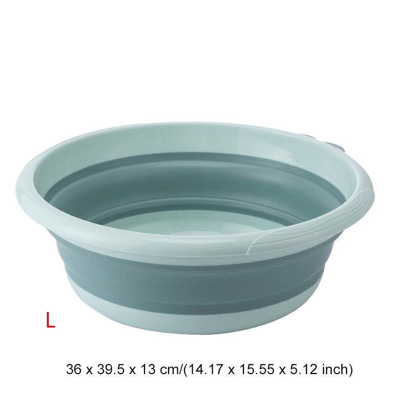 Portable Plastic Basins Outdoor Folding Bucket Fruit Washbasin Fishing Camping Car Wash Container Bathroom Accessories: A Green L