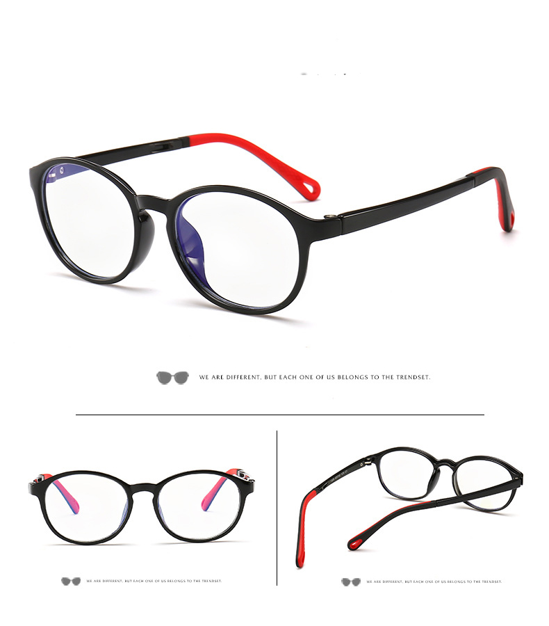 VCKA Children TR90 Silicone Glasses Frame Ultralight Eyeglass Kids Anti-blue light Boy Girl Computer Game Protective Goggle: 1