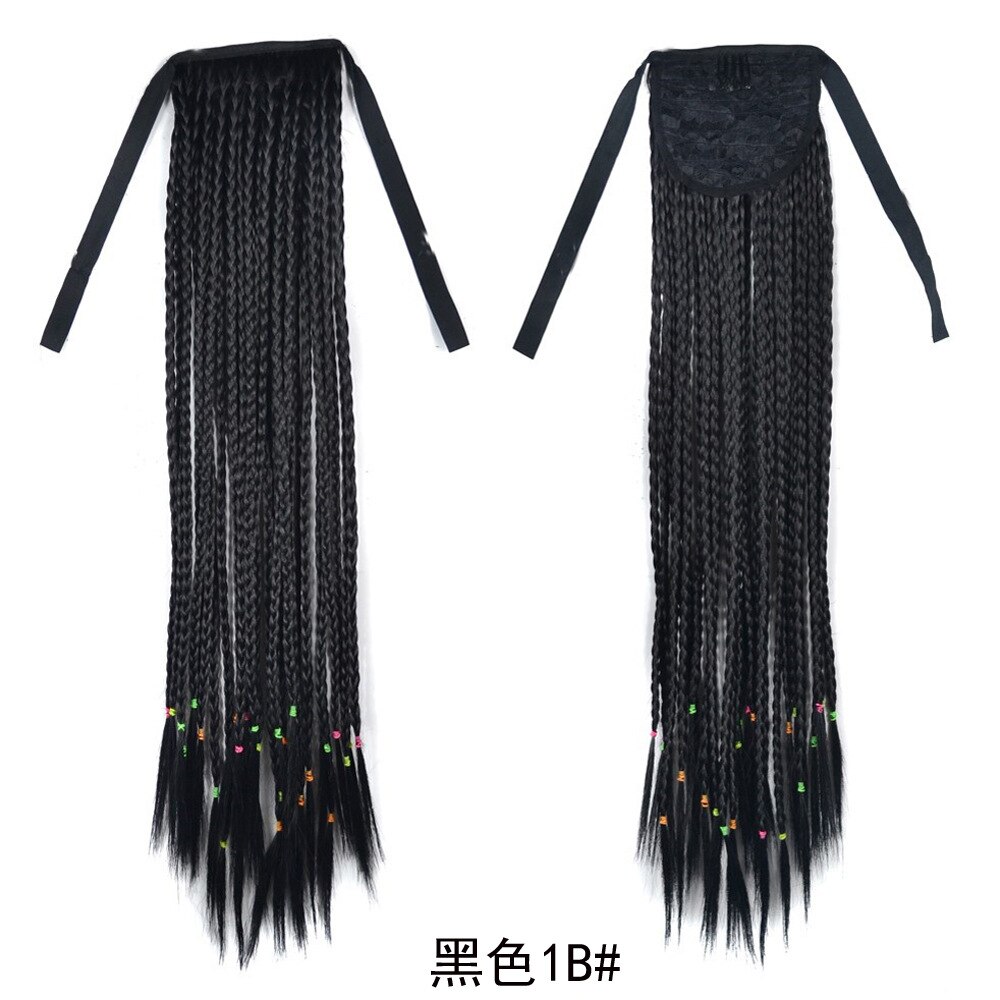 ZM hand made ombre braiding hair pony tail black and brown hair pieces for women braid ponytail extension