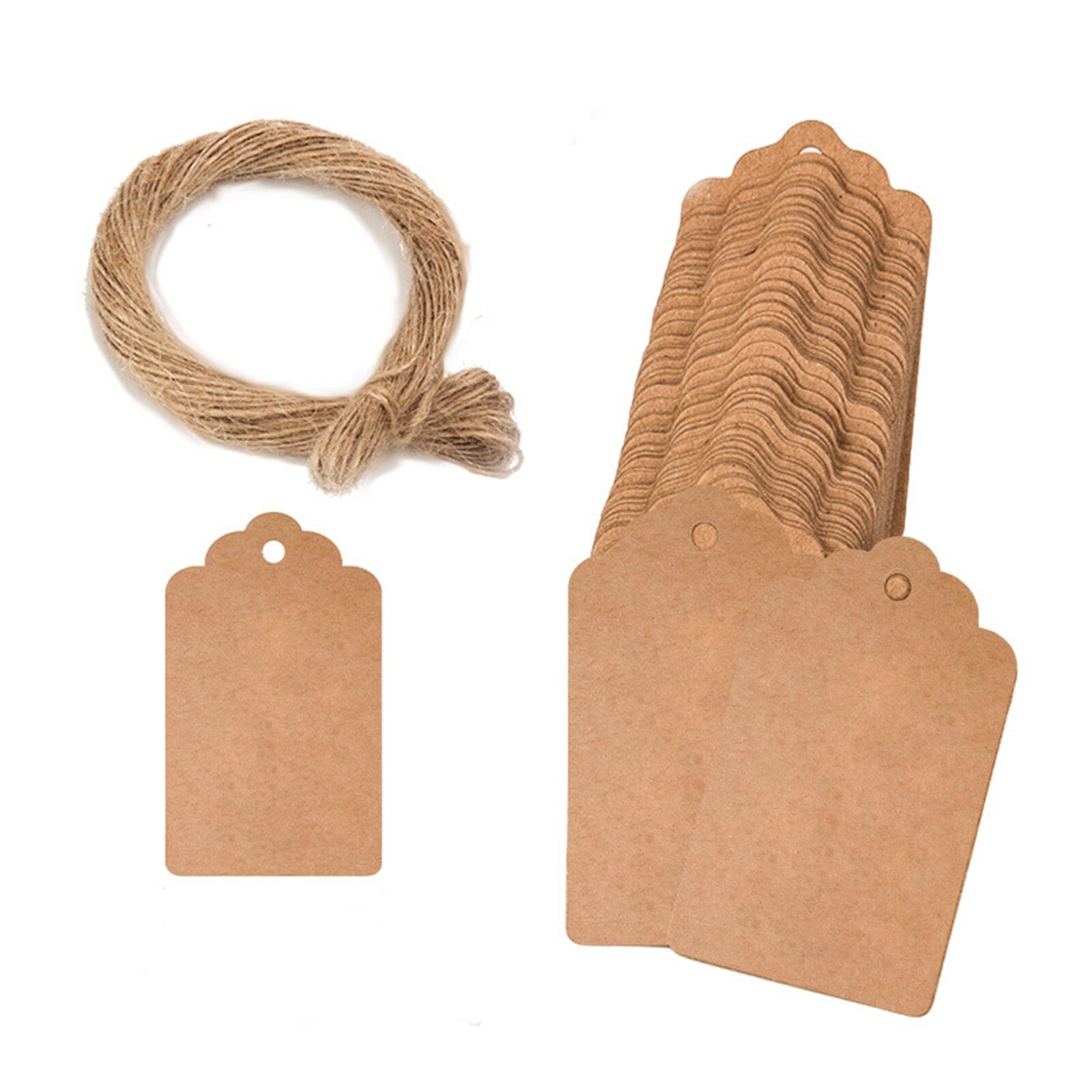 100pcs Kraft Paper Tags Thank You For Celebrating With Us Multi Style Crafts Hang Tag With Rope Labels Wrapping Supplies: 2