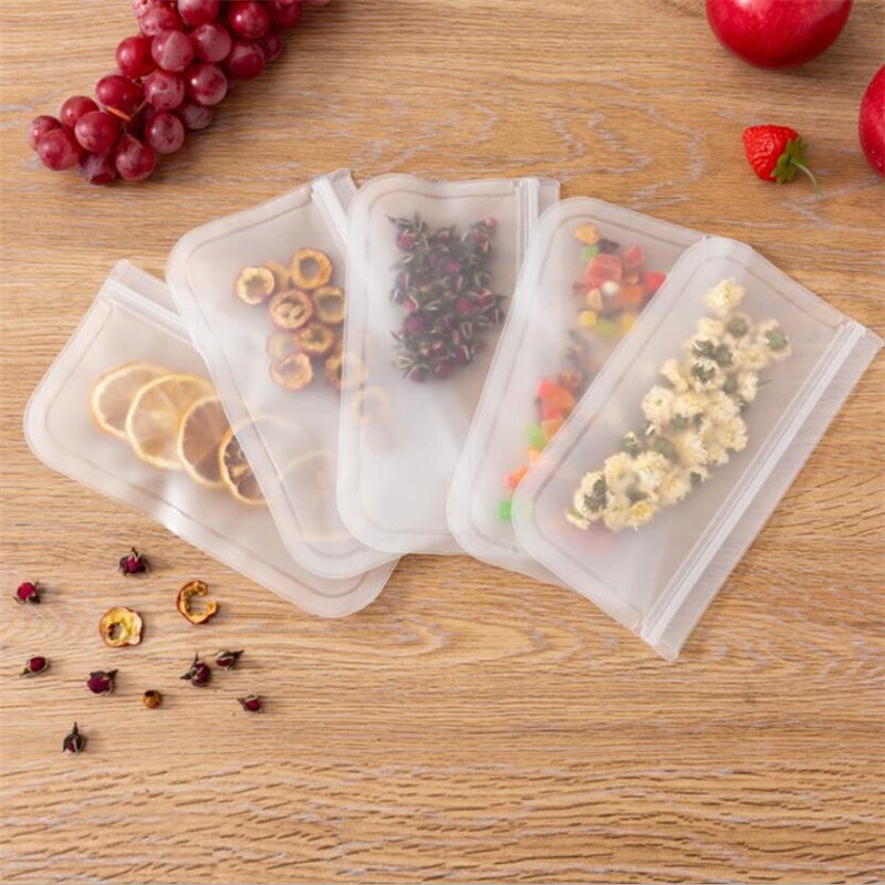 Silicone Food Storage Bag Reusable Stand Up Zip Shut Bag Leakproof Containers Fresh Bag Food Storage Bag Fresh Wrap Lock Bag