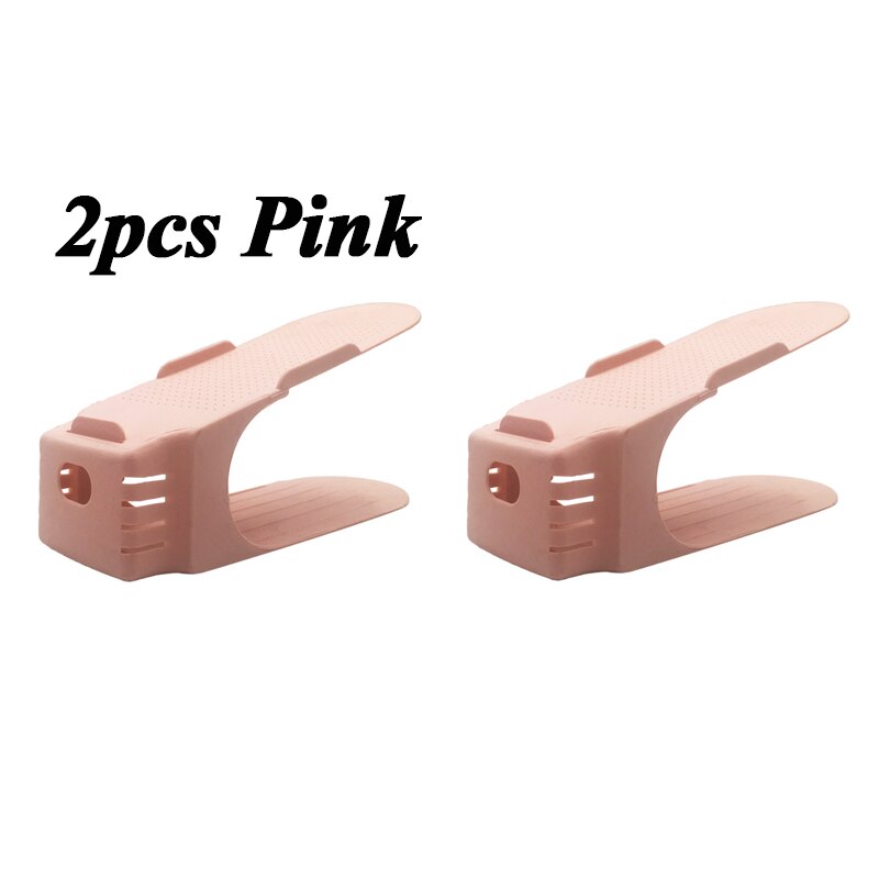 Porte-chaussures rangement pour chaussures Double porte-chaussures, porte-chaussures, porte-chaussures à usage domestique: 2pcs Pink