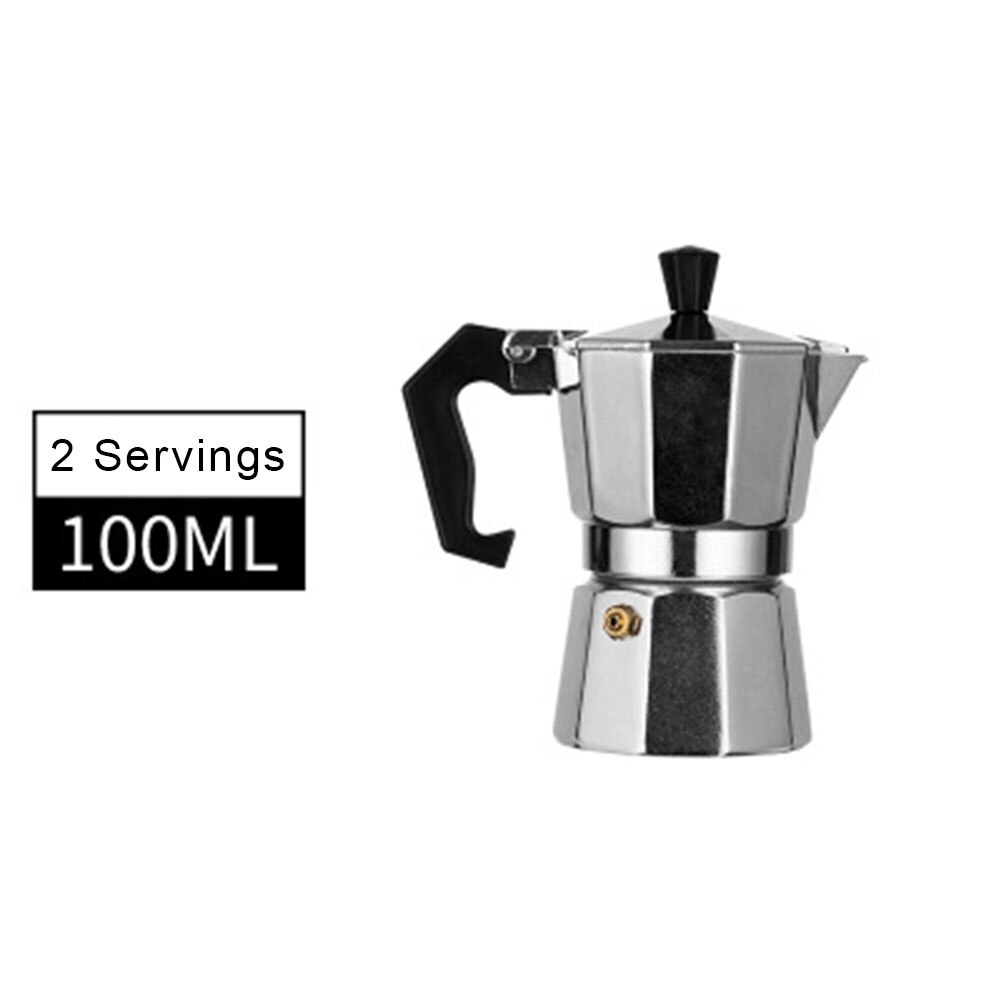 Mocha latte kaffebryggare italiensk moka espresso percolator kruka aluminium mocka kaffekanna bärbara kaffekokare köksredskap: 100