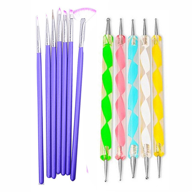 Juego de pinceles para uñas, pluma de doble punta, pincel para difuminado, pintura, Gel acrílico, herramienta de manicura artística: Gris claro