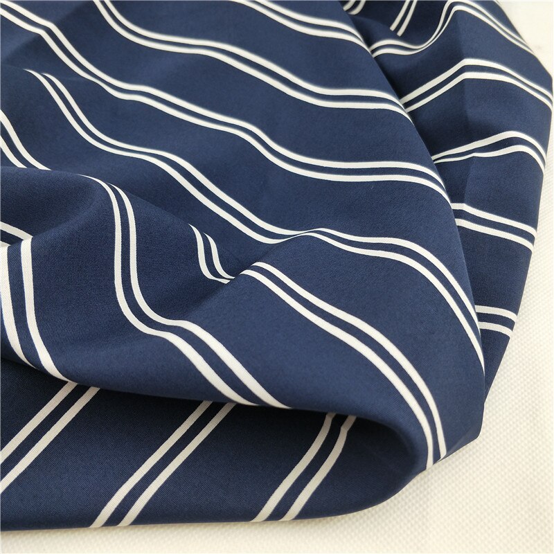 Stretchy chiffon stribe kjole stof marineblå kjole stof kjole bukser nederdel bluse materiale