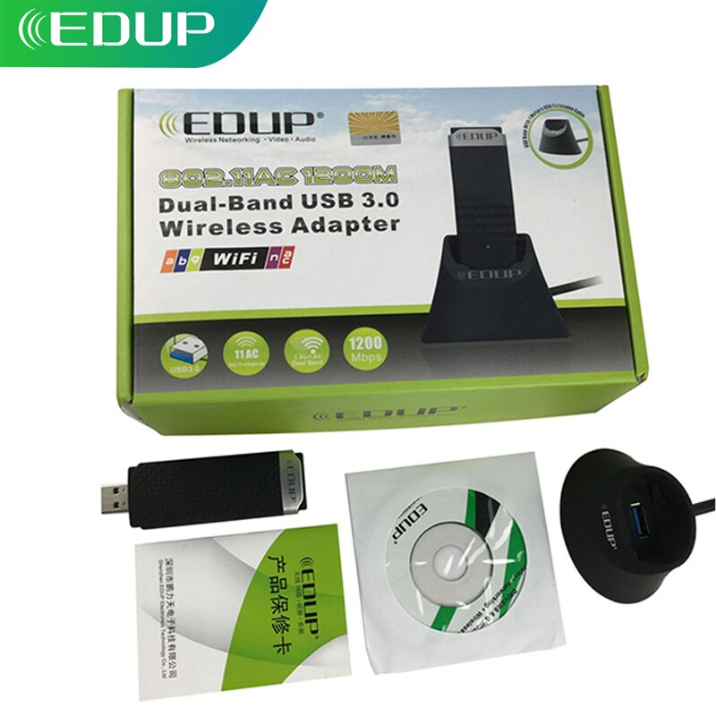 Edup usb wifi adaptador 5ghz 1200mbps 802.11ac receptor wi-fi com estender cabo estação base vertical usb 3.0 ethernet placa de rede: Default Title