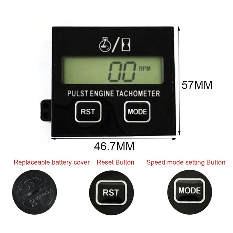 Clip Type Chainsaw High Tachometer Gasoline Engine Lawn Mower Tachometer Digital Display Induction Pulse Tachometer-1: Default Title