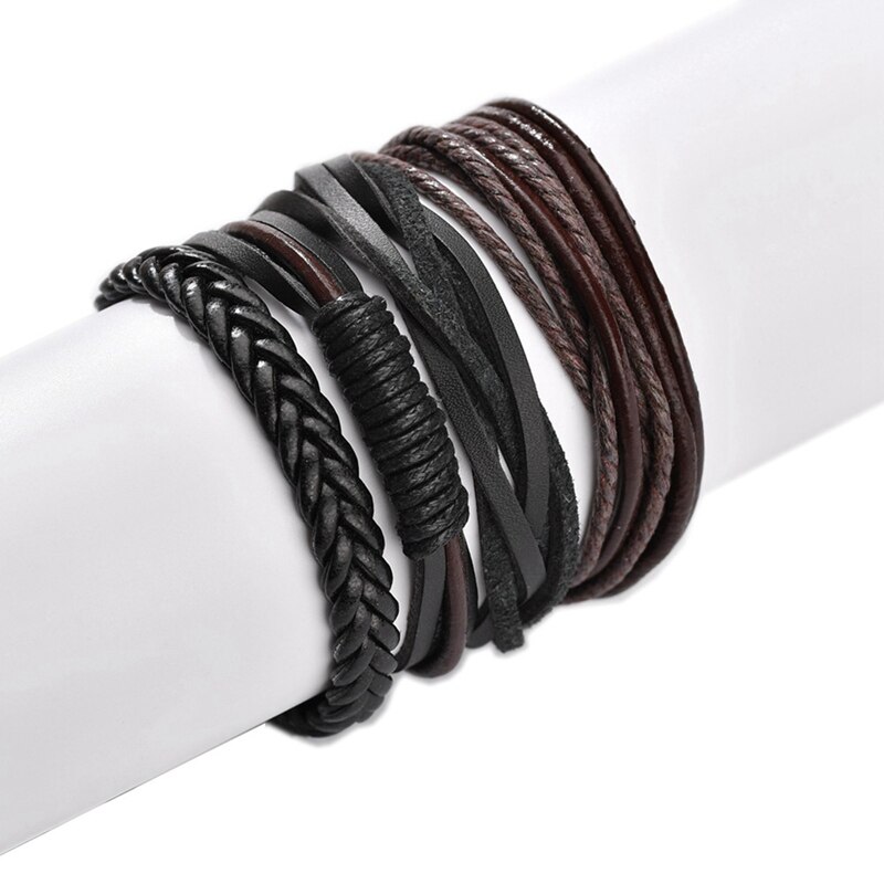 Herren Armbinde Leder Armreifen Für Männer Magnetische-Verschluss Rindsleder Geflochtene Multi Schicht wickeln Armbinde Mann Pulseras Para hombre