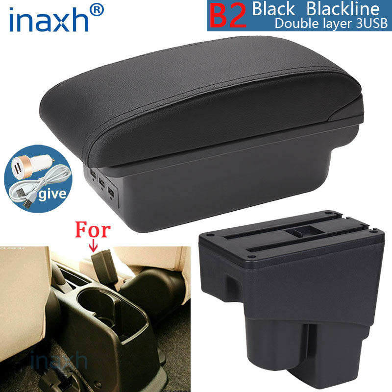 For Honda Jazz Armrest box For Honda Fit Jazz 1 Car Armrest 2003-2007 Arm Storage box car accessories 2003 2004 2005 2006 2007: B2 Black line 3USB