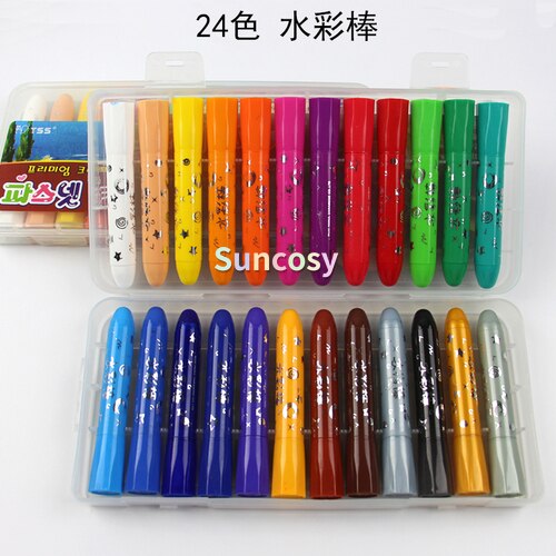 Metallic fluorescent oil painting stick monochrome pastel sticker,bright pearlescent texture painting dazzling bright color: 24 color water wax