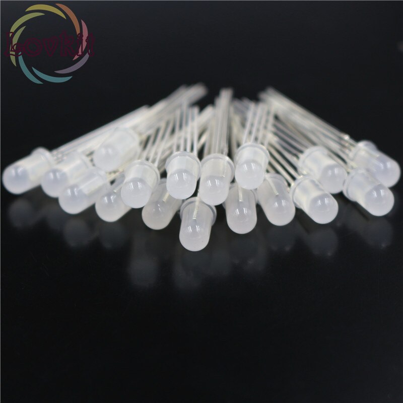 20pcs 5mm Diffused COMMON Cathode RGB LED Red Green Blue 4Pins Tri Color Emitting Diodes F5 RGB Diffused LEDs LIGHT