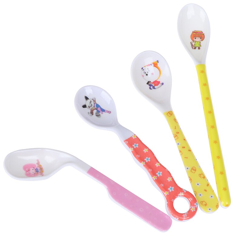 Baby Spoon Feeding Training Kids Infant Toddler Scoop Cutlery Tableware Food Bend Head Curved Utensils Children Learning Supplie