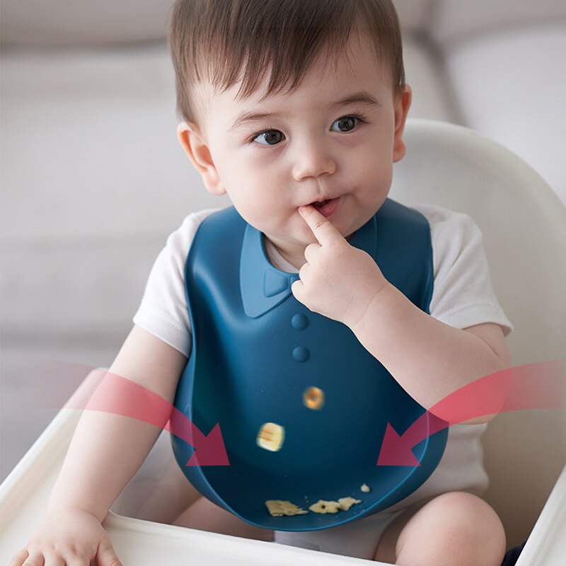 Baby Jongens Meisjes Siliconen Waterdichte Slabbetjes Flexibele Soft Infant Bandana Speeksel Handdoek Effen Kleur Verstelbare Voeden Burp Doeken