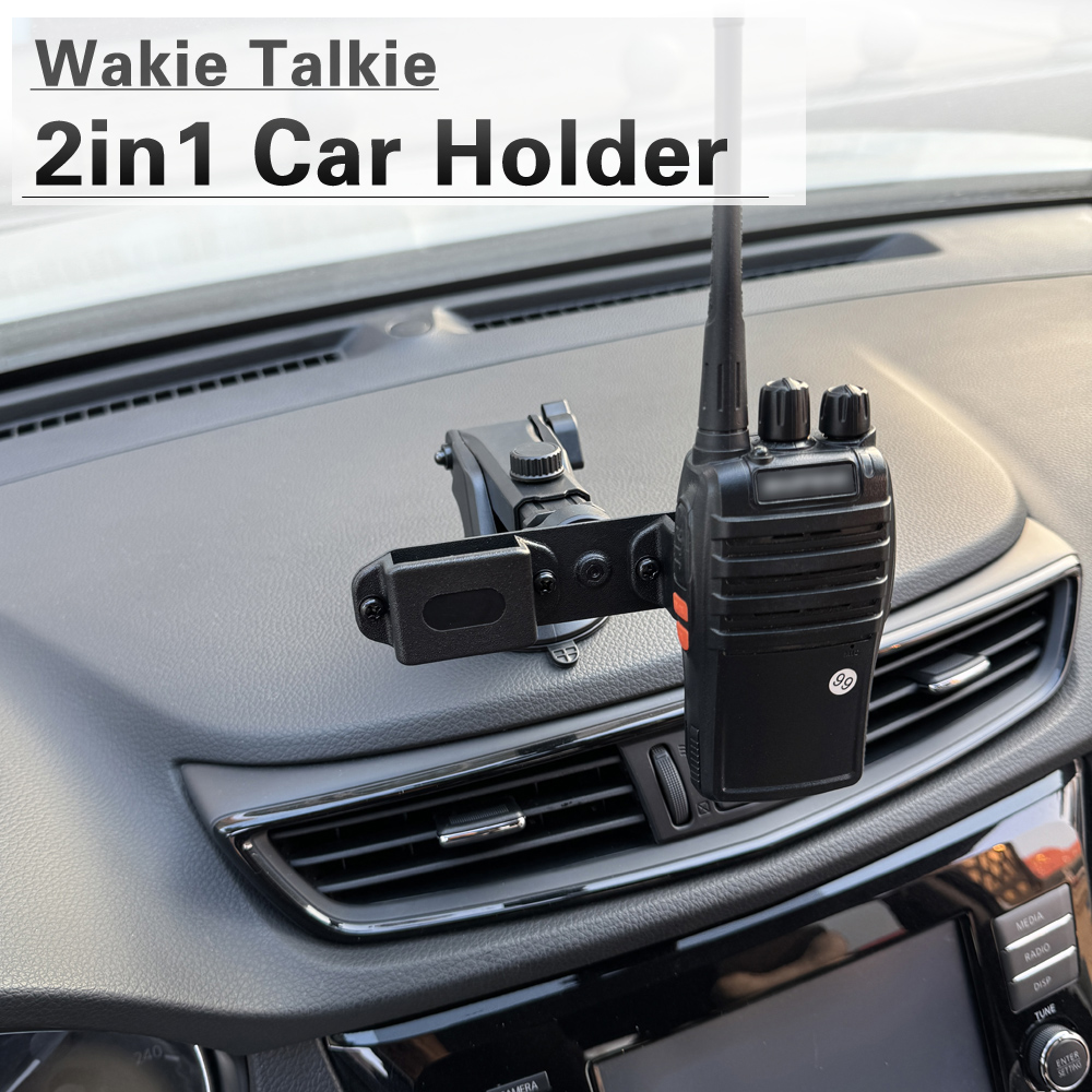 Soporte para Walkie Talkies Dual para coche, soporte en el tablero para Walkie Talkie, soporte de succión para soporte de montaje de Radio bidireccional