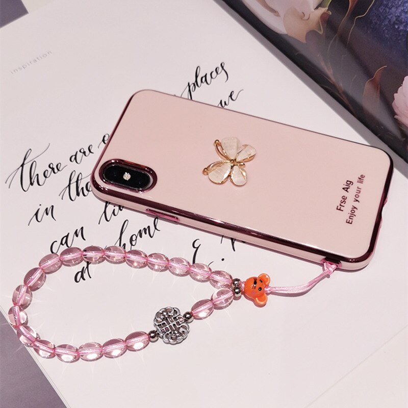 Bear Crystal Chain Bracelet Wrist Strap Lanyar for IPhone 13 12 11 Pro Max for Huawei Xiaomi Samsung Honor Bracelet Wrist Strap