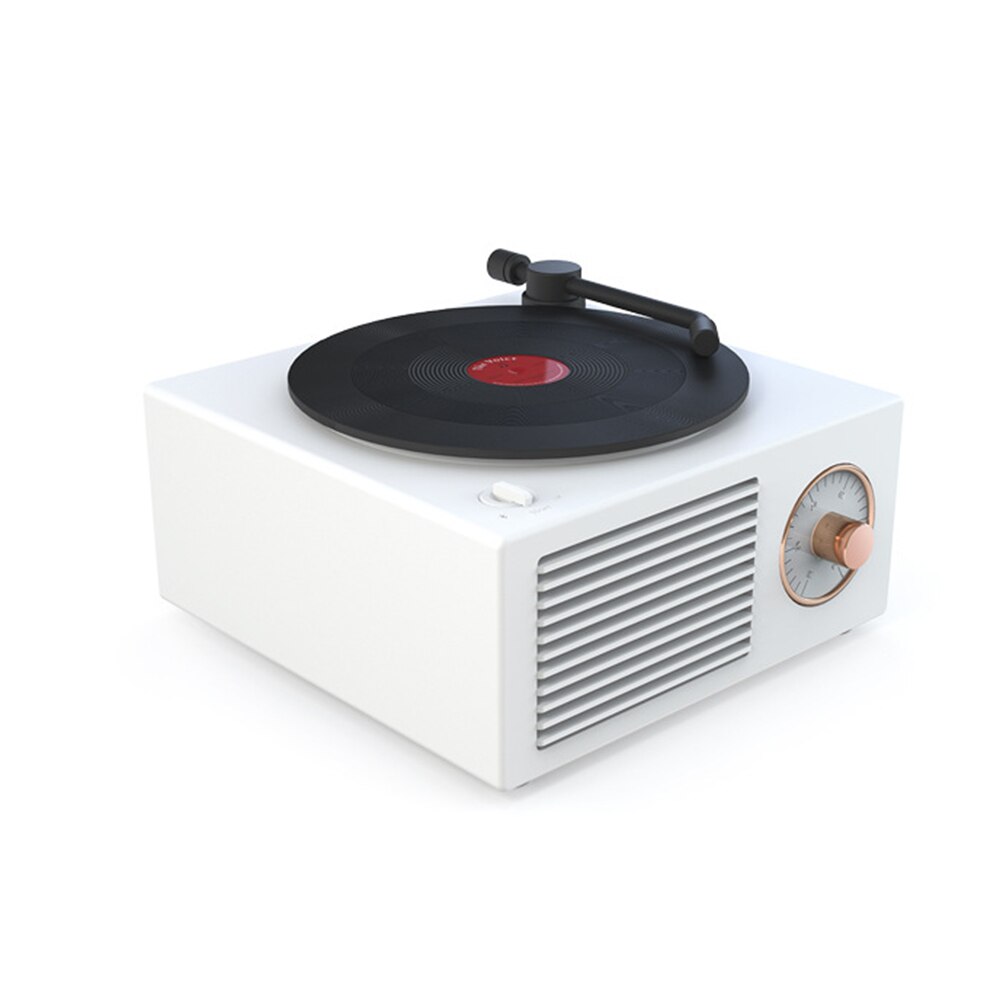 Vinyl Record Player Wireless Speakers Portable Bluetooth Speaker USB Charging Record Player Shape Bluetooth Speaker: White