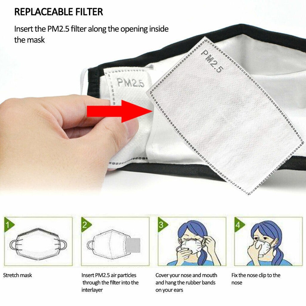 Sjaal Activated Carbon Filter Vervangbare Haze Filter Papier Voor Filter Niet-geweven Actieve Kool Filtermasker Bandana