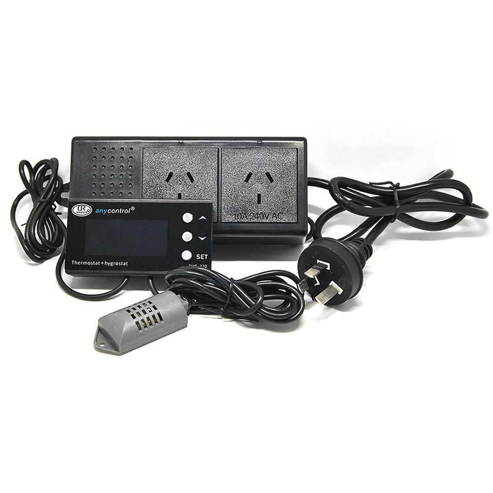 THC-220 Digital Temperature Humidity Controller Thermostat Regulator Control Switch LCD for Green House: AU