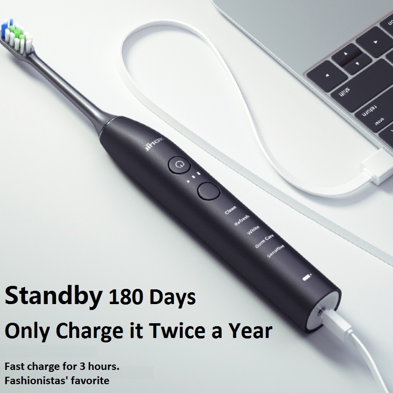 JIMOK Sonic Electric Toothbrush Ultrasonic Tooth Brush Rechargeable Brush Teeth Cleaner Adult Electric Toothbrush(K2)