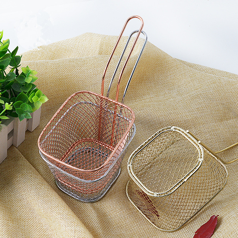 Frituren Mand Zeef Rvs Friteuse Mand Zeef Frieten Vergiet Handvat Chef Koken Mand Keuken Tool 1Pcs