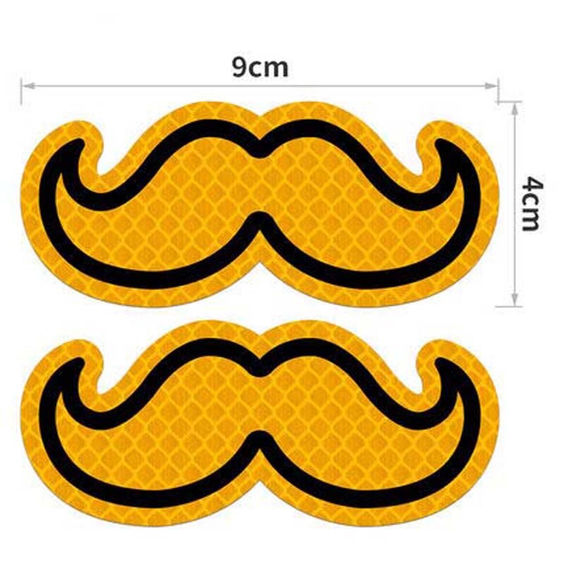 2PCS Eyes Reflective Decal Cartoon Beard Reflective Sticker Safety Warning Tape Flexible Stripes Car Decor Made with 3M