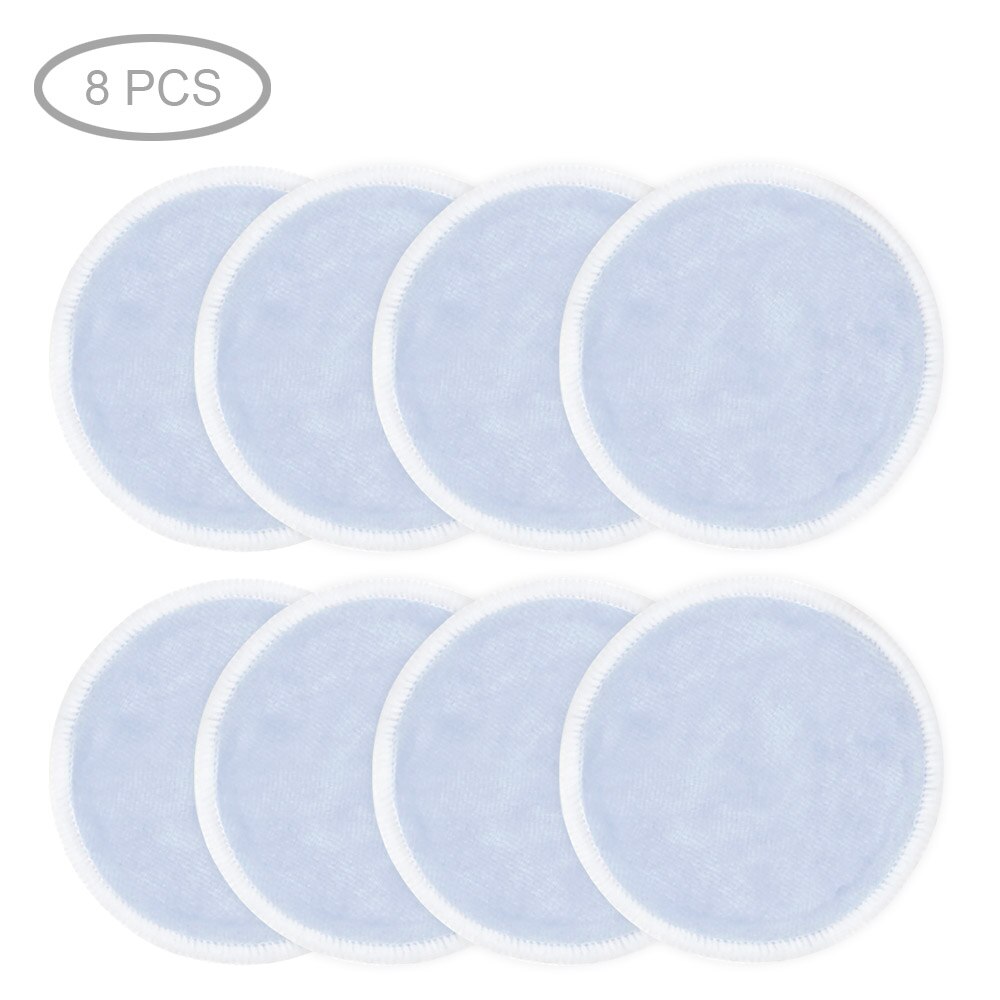 Toallitas limpiadoras reutilizables de algodón para maquillaje, desmaquillantes, lavables, de tres capas, de bambú suave con bolsa de lavandería de malla, herramienta de maquillaje: 8pcs Blue