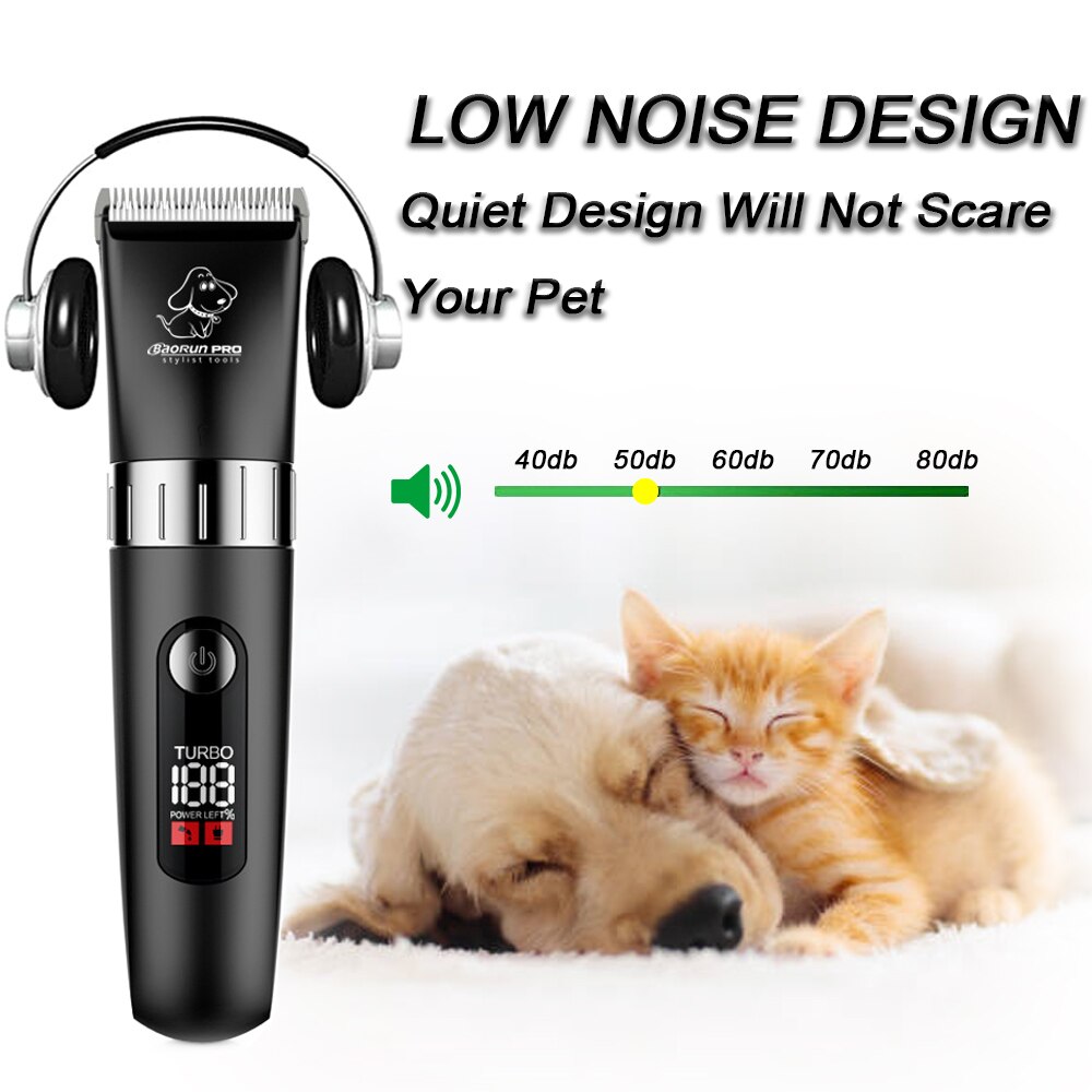 Baorun-cortadora de pelo para perros, máquina de afeitar eléctrica, resistente al agua, con pantalla LED, para animales, 110-240V