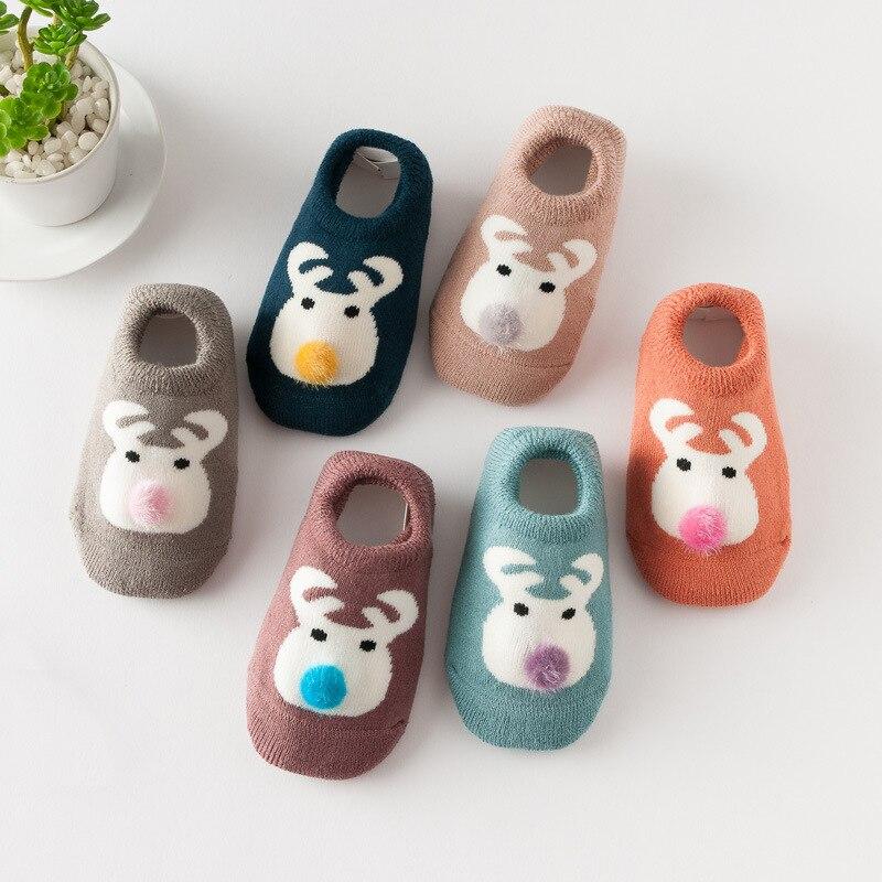 Winter Baby Boys Girls Socks Cotton Animal Thicken Warm Rubber Slip-resistant Floor Socks Cartoon Infant Kids Cute Shoe Socks