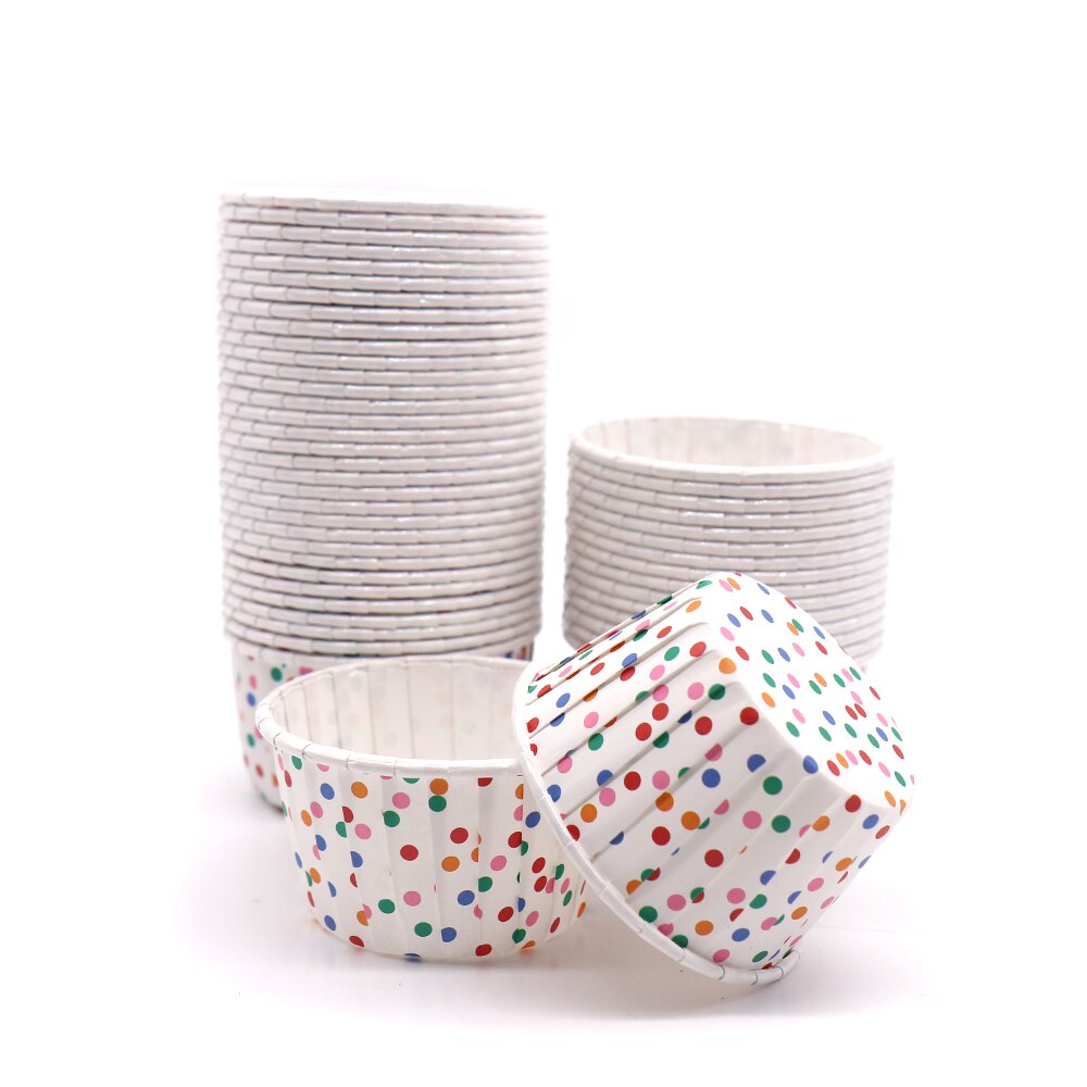 50Pcs Muffin Cake Cupcake Gevallen Kleur Dot Oilproof Cupcake Liner Bakken Cup Lade Case Wedding Party Caissettes Wrapper Papier: G