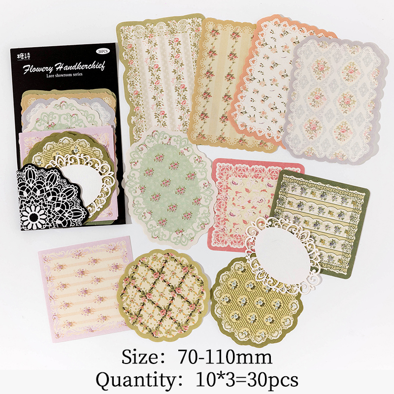 Papel decorativo de encaje Vintage de 30 piezas, material para álbum de recortes, papel de fondo hecho a mano, suministros de artesanía Retro: Amarillo claro