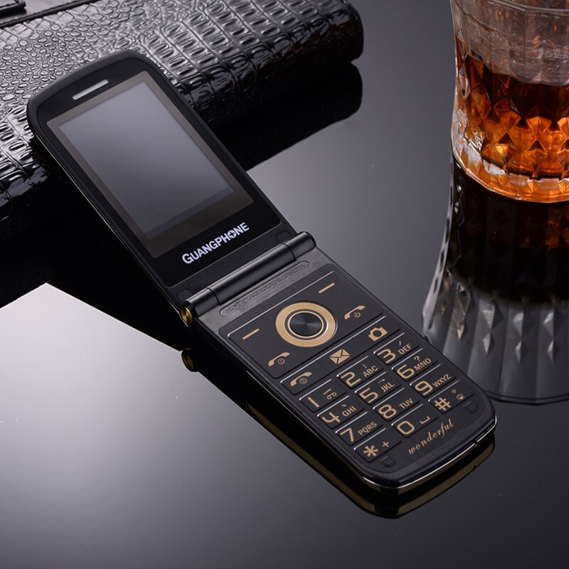 2G GMS Slim Flip Dual Screen Cheap Senior Touch Mobile Phone SOS Speed Dial Dual Sim Russian Key Cell Phone For Elder P047