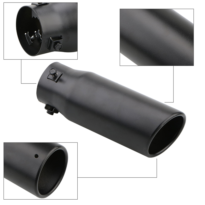 Punta de silenciador de escape para coche, entrada de 2,5 ", salida de 3", 21CM, acero inoxidable, plata, negro, tubos de escape, accesorios para coche