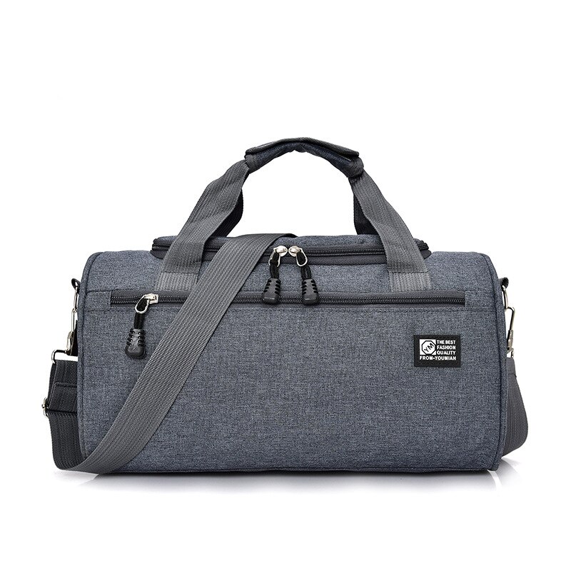 Scione mænd rejse sportstasker let bagage business cylinder håndtaske kvinder udendørs duffel weekend crossbody skuldertaske pakke: Grå