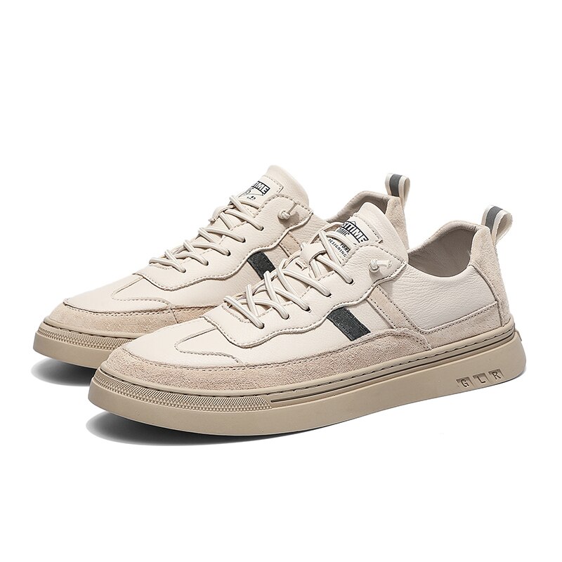 Sportschoenen voor heren leren lage wandelschoenen heren top heren hardloopschoenen witte heren beige schoenen: Beige / 6.5