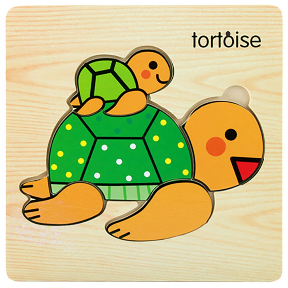 Wooden 3D Tiger Fish Marine Animal Jigsaw Puzzles Board Educational Kids Toy for babys: Tortoise