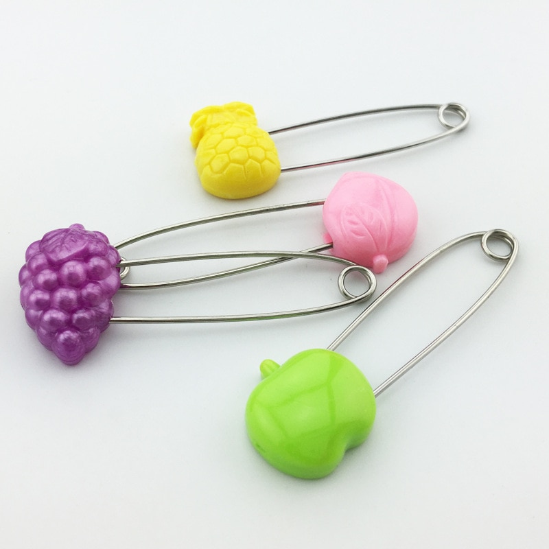 Office Binding Supplies Smiling Face Color Cartoon Pictures Stainless Steel Safety Pin Cartoon Plastic Bread Head for Children