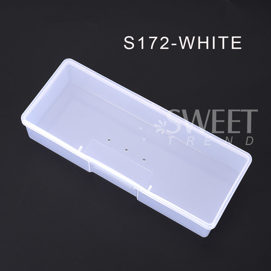 Caja de almacenamiento para decoración de uñas, organizador de piezas de uñas, contenedor de plástico cuboide rosa transparente, estuche de embalaje para lima de cepillos de uñas, herramientas de manicura: Gris claro