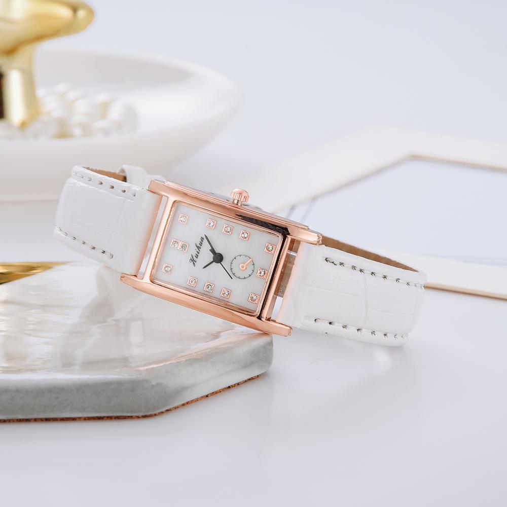 Ure kvinder firkantede rosa guld armbåndsure rødt læder mærke ure kvindelige damer quartz ur montre femme