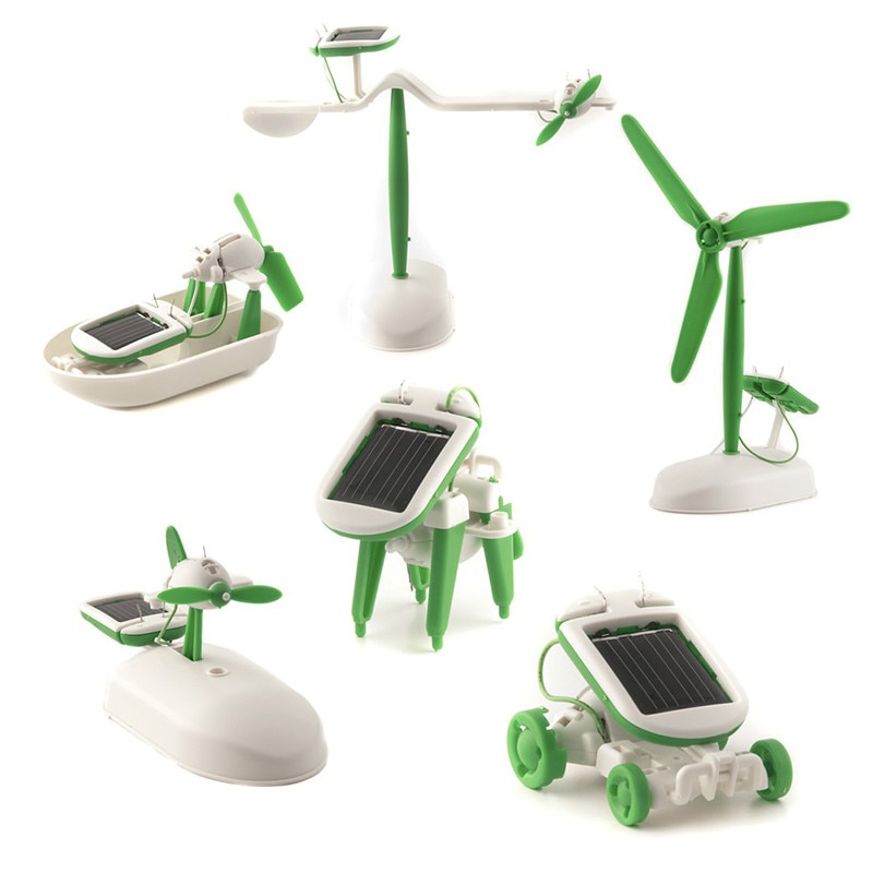 Meer Diy 6 In 1 Educatief Power Solar Robot Kit Boot Energie Fan
