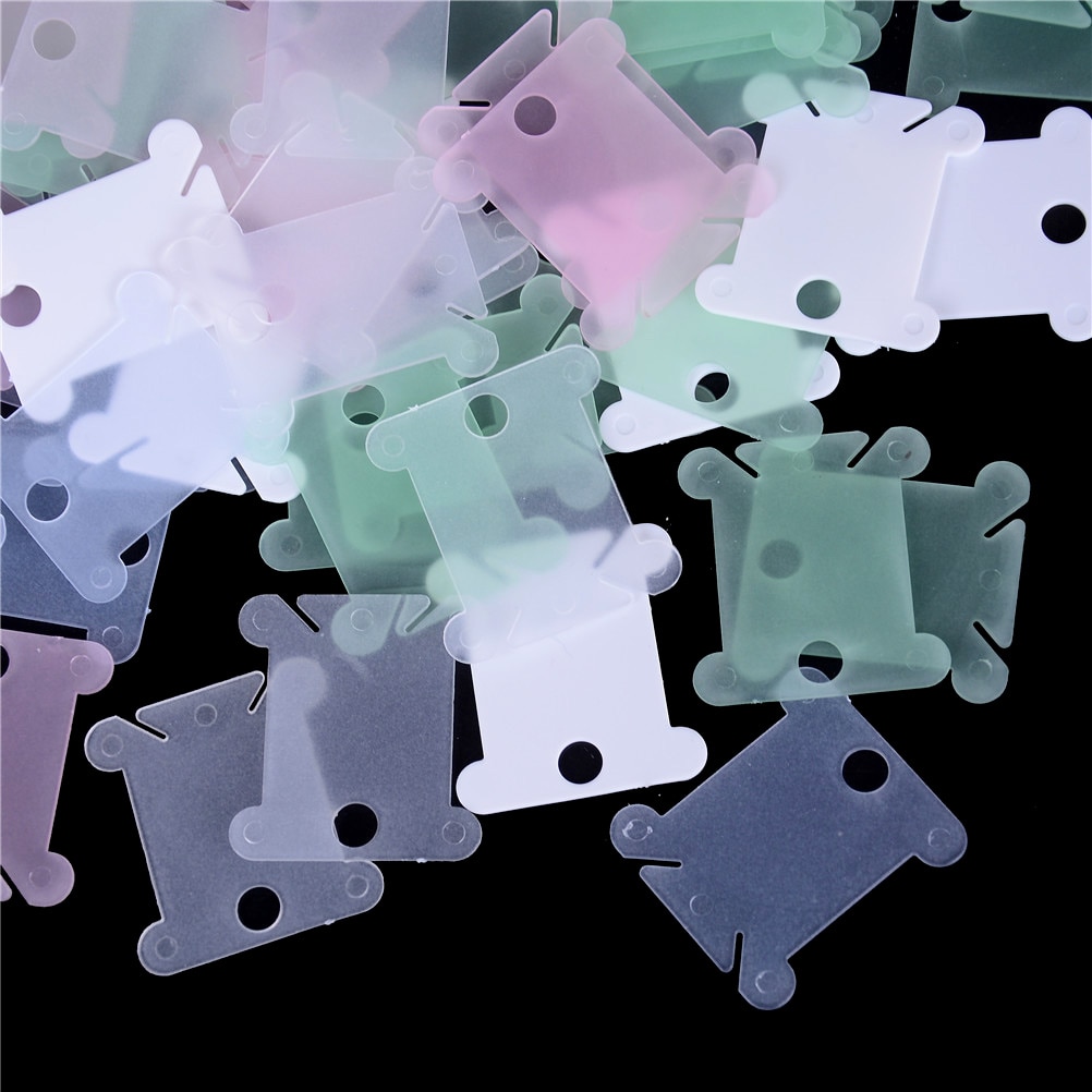 100Pcs/Pack Plastic Thread Bobbins Plastic Storage Holder Embroidery Floss Craft Thread Bobbin Cross Stitch