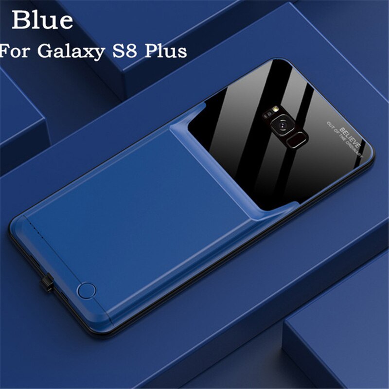 Uitgebreid Telefoon Batterij Power Case Voor Samsung Galaxy S8 Draagbare Batterij Cover Voor Samsung Galaxy S8 Plus Power Bank case: Blue For S8 Plus