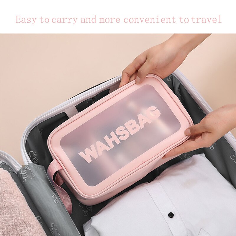 Pu Lederen Cosmetische Zak Pvc Transparante Case Travel Organizer Box Met Rits Verschillende Maten Wassen Clear Make-Up Artist Tool Tassen