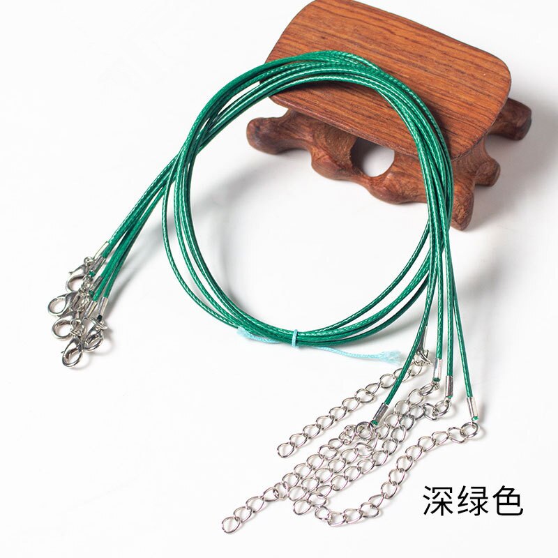 10/20/50 Uds. Colgante de collar de cordón de cadena de cuerda de hilo encerado de cuero colorido para manualidades de joyería de cuerda con cierre de langosta hecho a mano