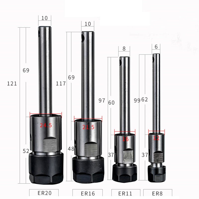 C6 ER8 C8 ER11 C10 ER16 C10 ER20 Chuck Diepe Verwerking Rechte Schacht Verlengstuk Spantang Voor Cnc Frezen