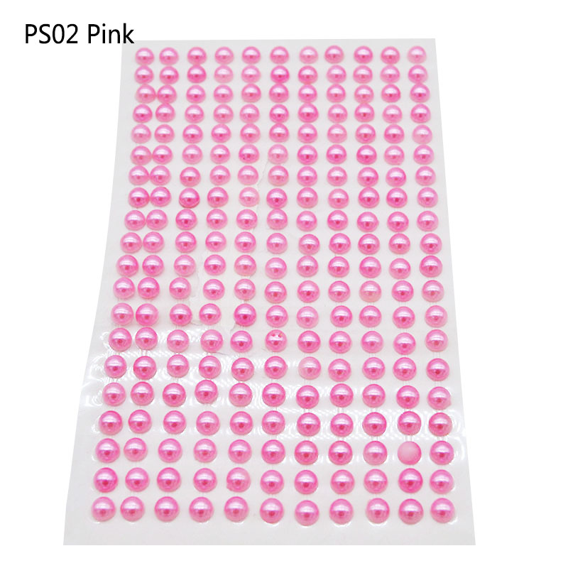 1Sheet 6mm Half-round Pearl Beads Self-Adhesive Rhinestone Crystal Acrylic Stickers DIY Multicolor Decals Scrapbook Stickers Gem: PS02