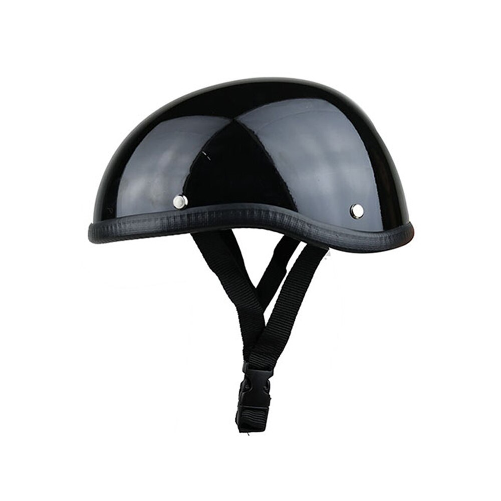 Half Gezicht Motorhelm Half Helm Open Gezicht Casco De Moto Voor Cafe Racer Chopper Scooter Matzwarte Motorhelm: Bright black